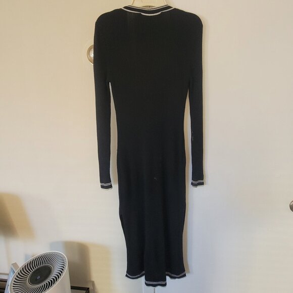 SOLD WHBM Ribbed Long Cardigan Duster Black White Trim - Picture 4 of 15